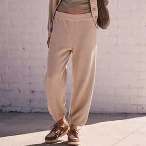 Free People Cardi Joggers Size S Peyote Beige Knit Lounge Pants